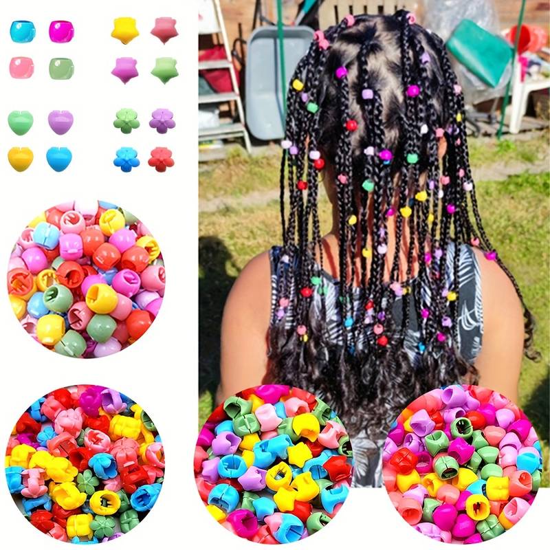 50pcs Mini Hair Claw Clips, Plastic Colorful Decorative Hair Accessories, Braided Hair Accessories for Girls,Temu